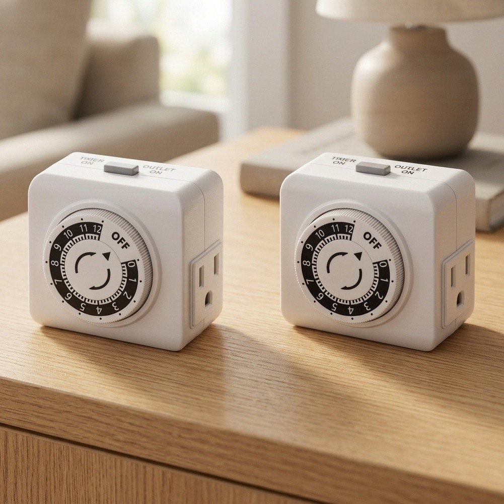 Timer Dual Outlet - 2 Paket, Stop Kontak Timer Mekanis